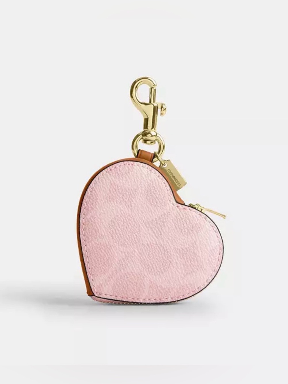 Coach Powder Pink Heart Bag Charm In Signature Canvas
